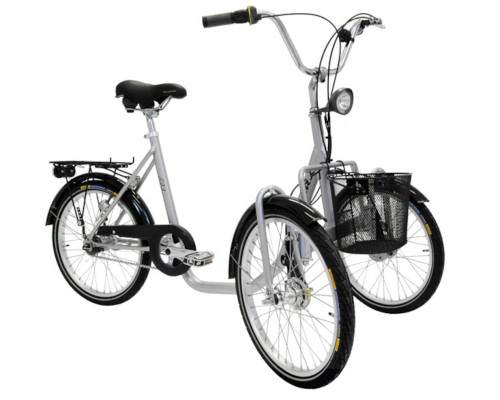 Monark handicapcykel med 3 hjul (2 forhjul) grå