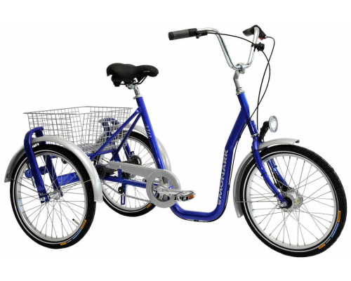 Monark handicapcykel med 3 hjul (2 baghjul) blå