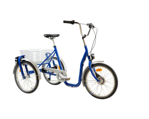 Monark handicapcykel med 3 hjul (2 baghjul) blå