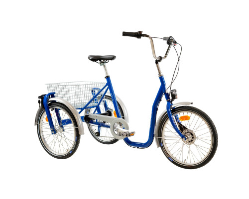 Monark handicapcykel med 3 hjul (2 baghjul) blå