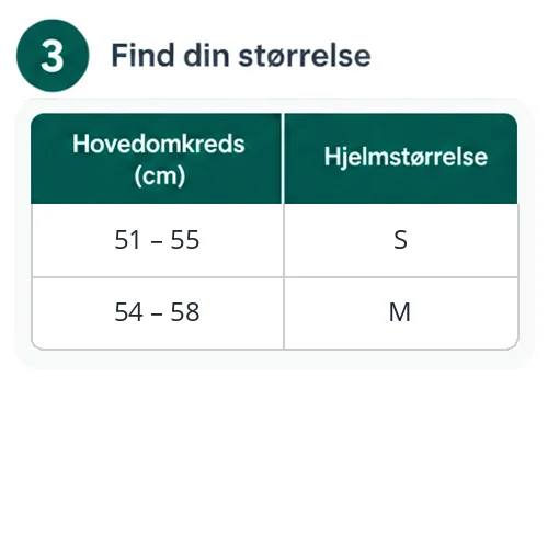 Størrelsesguide til ABUS INDY efter hovedomkreds