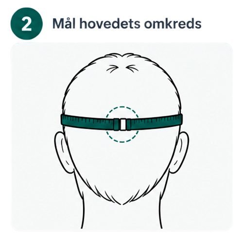 Måling af hovedomkreds med målebånd